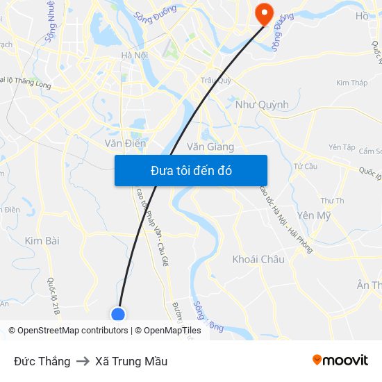 Đức Thắng to Xã Trung Mầu map