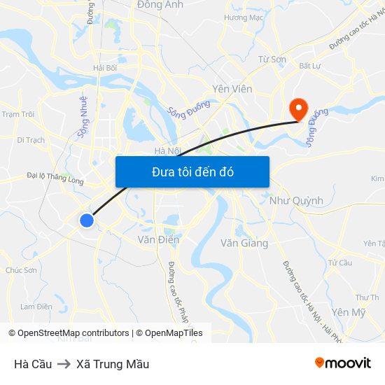 Hà Cầu to Xã Trung Mầu map