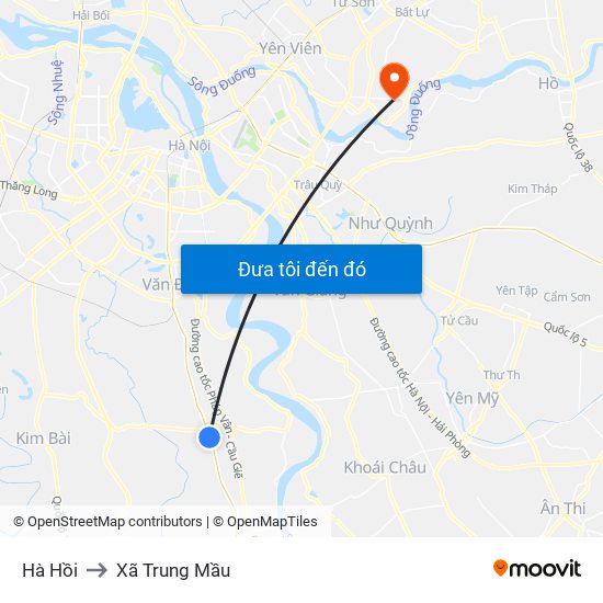 Hà Hồi to Xã Trung Mầu map