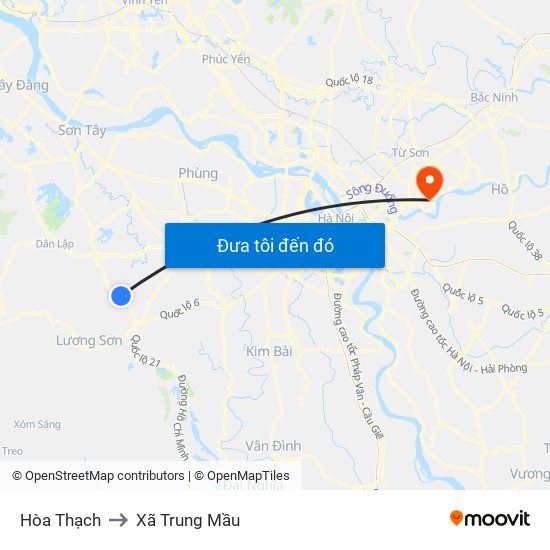 Hòa Thạch to Xã Trung Mầu map