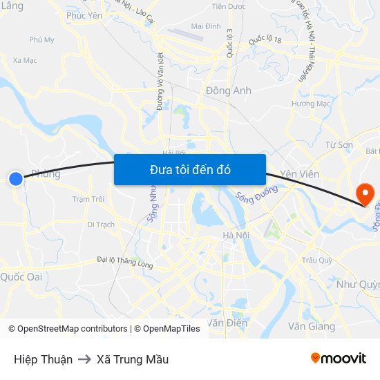 Hiệp Thuận to Xã Trung Mầu map