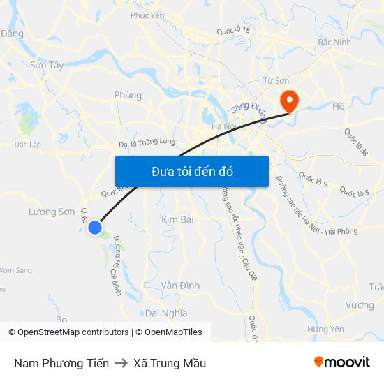 Nam Phương Tiến to Xã Trung Mầu map