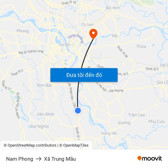 Nam Phong to Xã Trung Mầu map