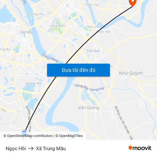 Ngọc Hồi to Xã Trung Mầu map