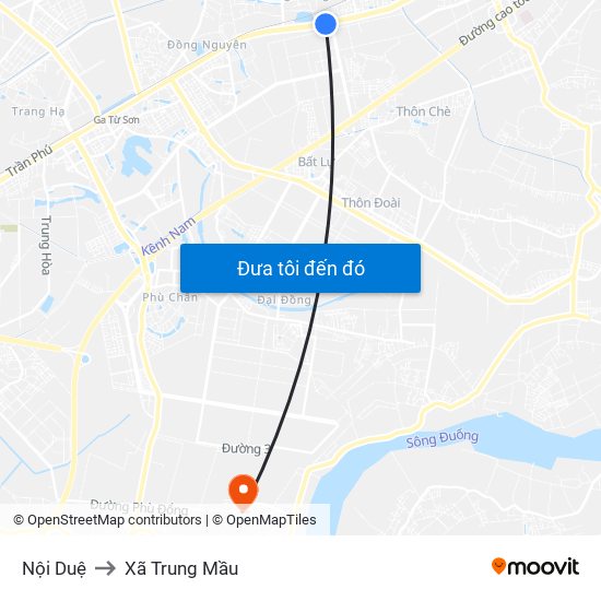 Nội Duệ to Xã Trung Mầu map