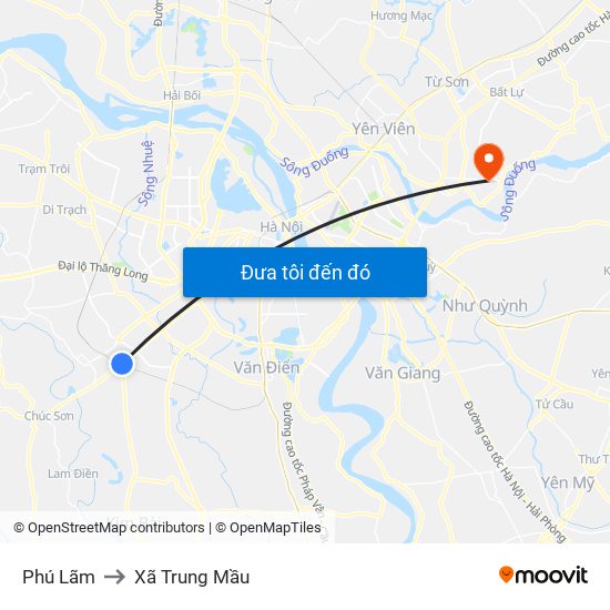 Phú Lãm to Xã Trung Mầu map