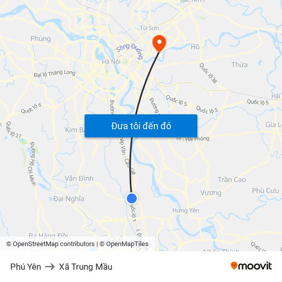 Phú Yên to Xã Trung Mầu map