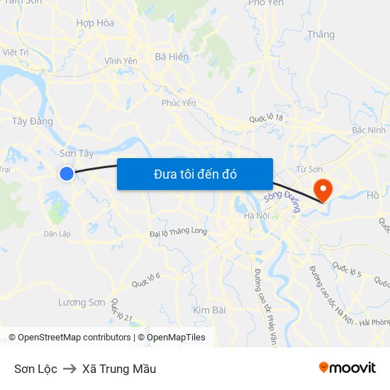 Sơn Lộc to Xã Trung Mầu map