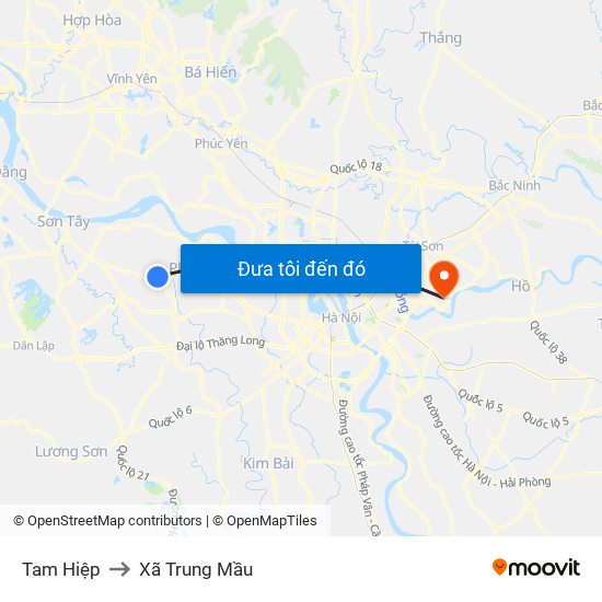 Tam Hiệp to Xã Trung Mầu map