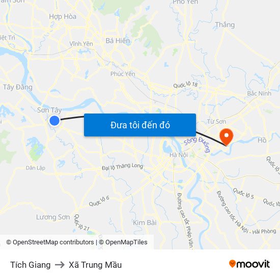 Tích Giang to Xã Trung Mầu map