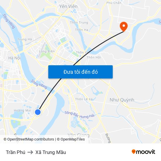 Trần Phú to Xã Trung Mầu map