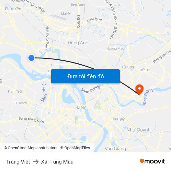 Tráng Việt to Xã Trung Mầu map