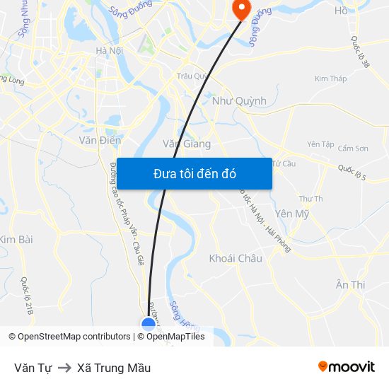 Văn Tự to Xã Trung Mầu map