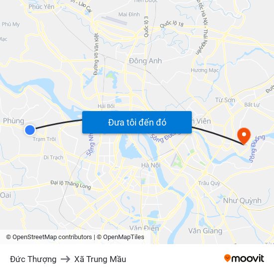 Đức Thượng to Xã Trung Mầu map