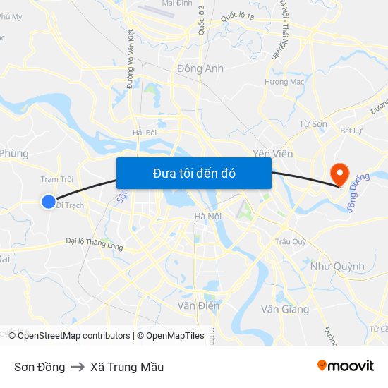 Sơn Đồng to Xã Trung Mầu map