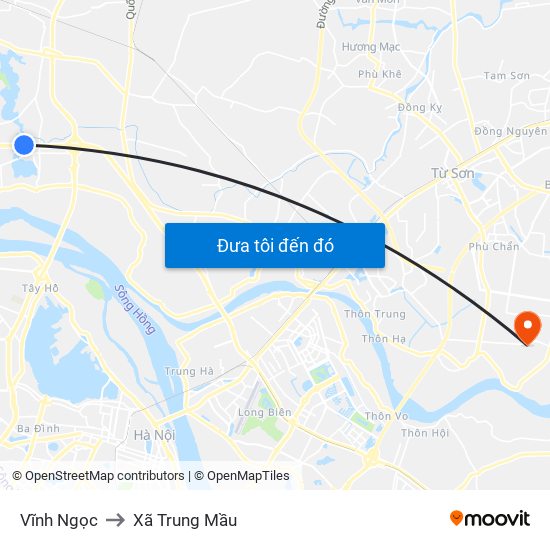 Vĩnh Ngọc to Xã Trung Mầu map