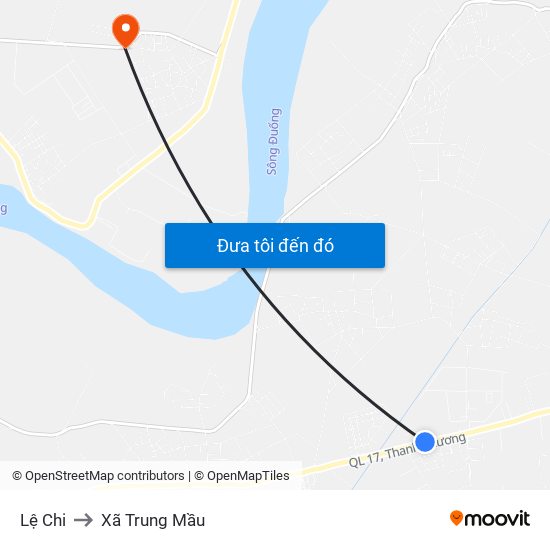 Lệ Chi to Xã Trung Mầu map