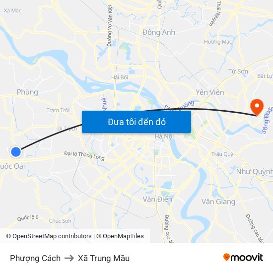 Phượng Cách to Xã Trung Mầu map