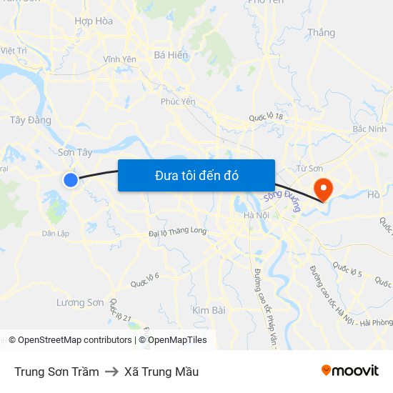 Trung Sơn Trầm to Xã Trung Mầu map