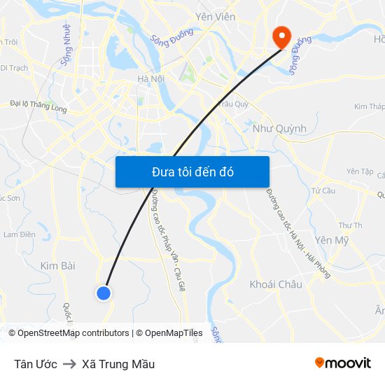 Tân Ước to Xã Trung Mầu map