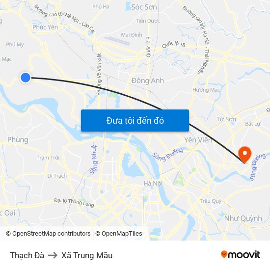 Thạch Đà to Xã Trung Mầu map