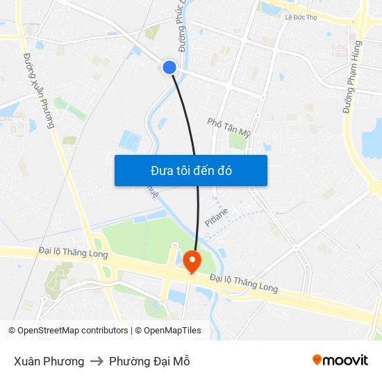 Xuân Phương to Phường Đại Mỗ map