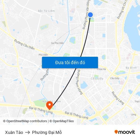 Xuân Tảo to Phường Đại Mỗ map