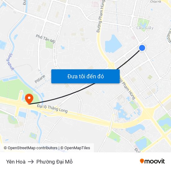 Yên Hoà to Phường Đại Mỗ map