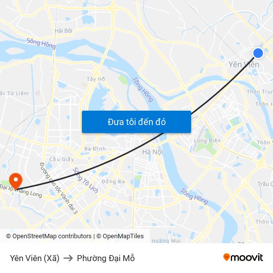 Yên Viên (Xã) to Phường Đại Mỗ map