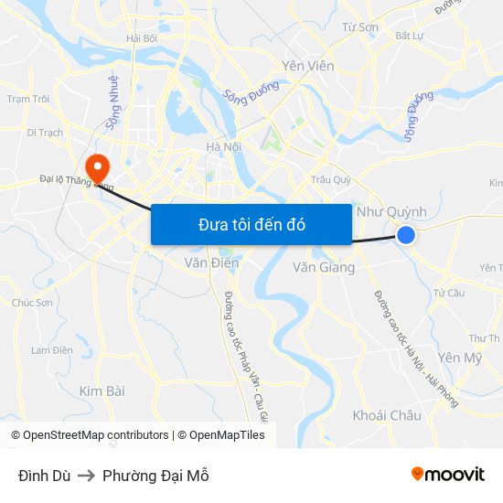 Đình Dù to Phường Đại Mỗ map