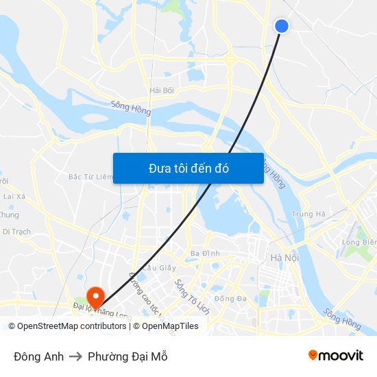 Đông Anh to Phường Đại Mỗ map