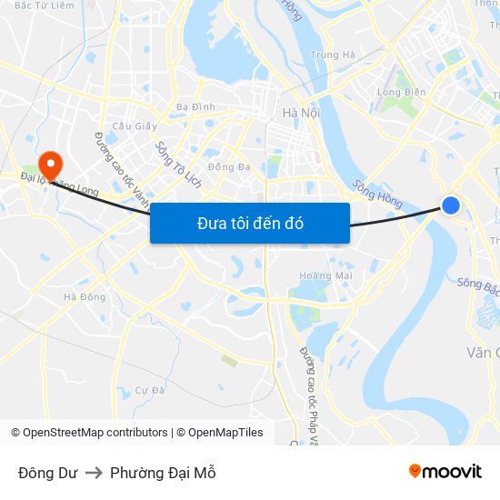 Đông Dư to Phường Đại Mỗ map