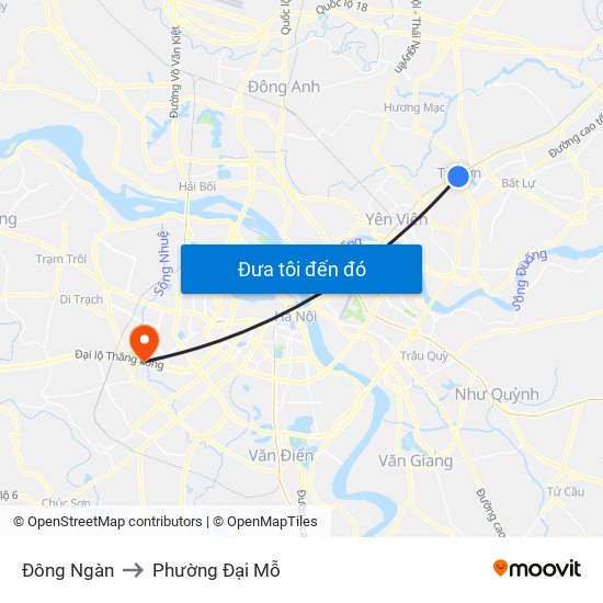 Đông Ngàn to Phường Đại Mỗ map