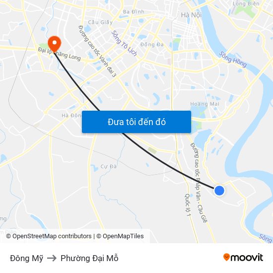 Đông Mỹ to Phường Đại Mỗ map