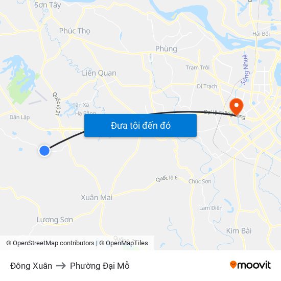 Đông Xuân to Phường Đại Mỗ map