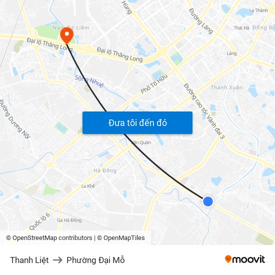 Thanh Liệt to Phường Đại Mỗ map