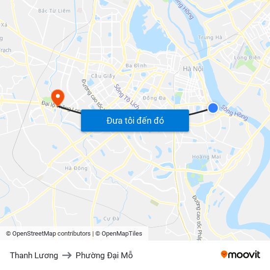 Thanh Lương to Phường Đại Mỗ map