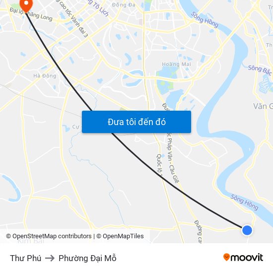 Thư Phú to Phường Đại Mỗ map