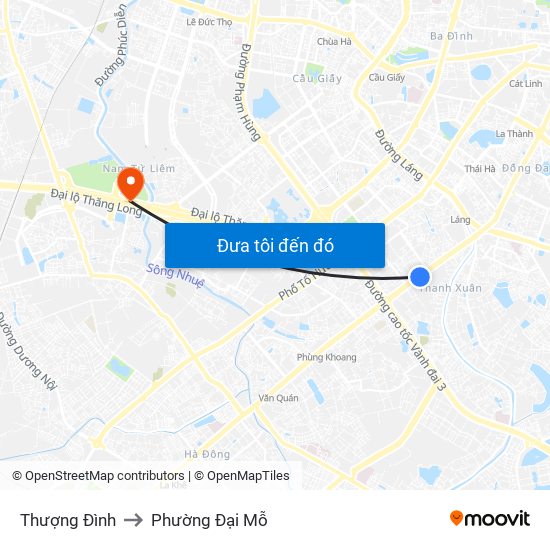 Thượng Đình to Phường Đại Mỗ map