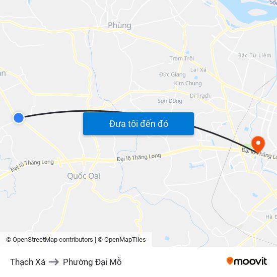 Thạch Xá to Phường Đại Mỗ map