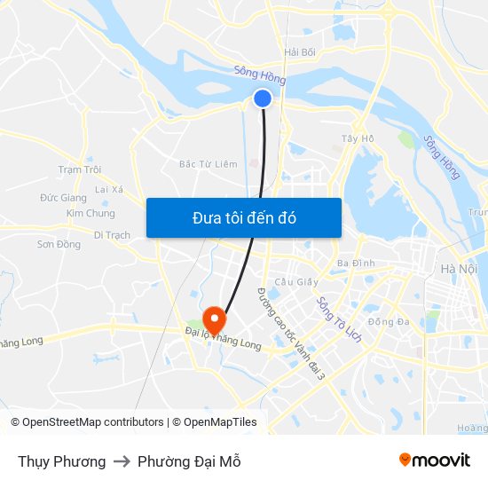 Thụy Phương to Phường Đại Mỗ map