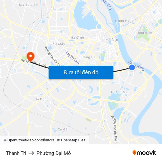 Thanh Trì to Phường Đại Mỗ map