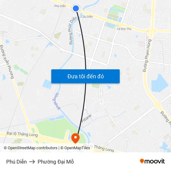 Phú Diễn to Phường Đại Mỗ map