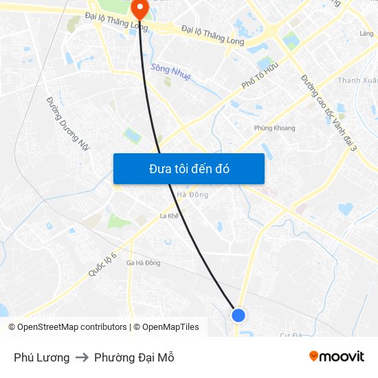 Phú Lương to Phường Đại Mỗ map