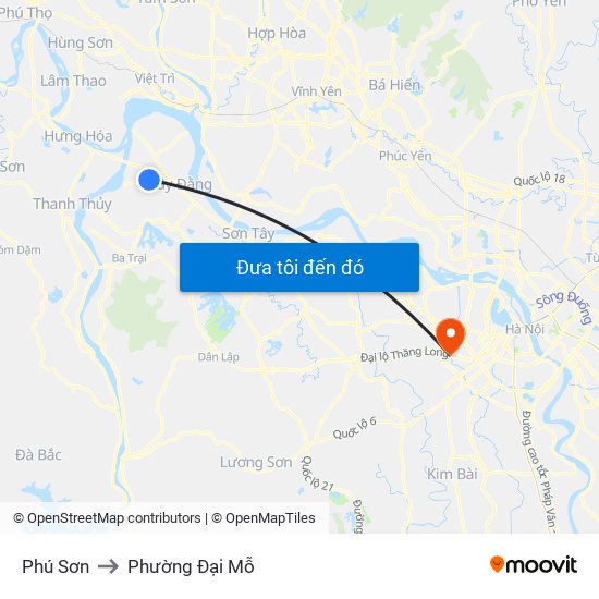 Phú Sơn to Phường Đại Mỗ map