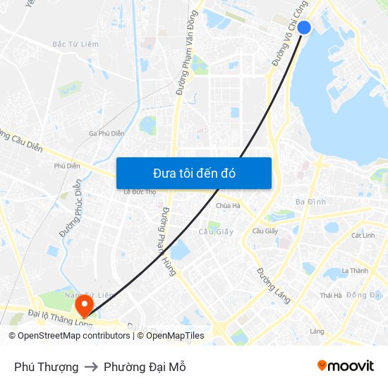 Phú Thượng to Phường Đại Mỗ map