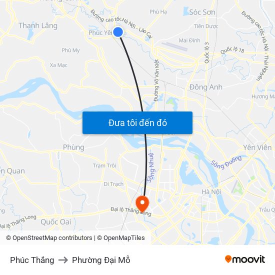 Phúc Thắng to Phường Đại Mỗ map