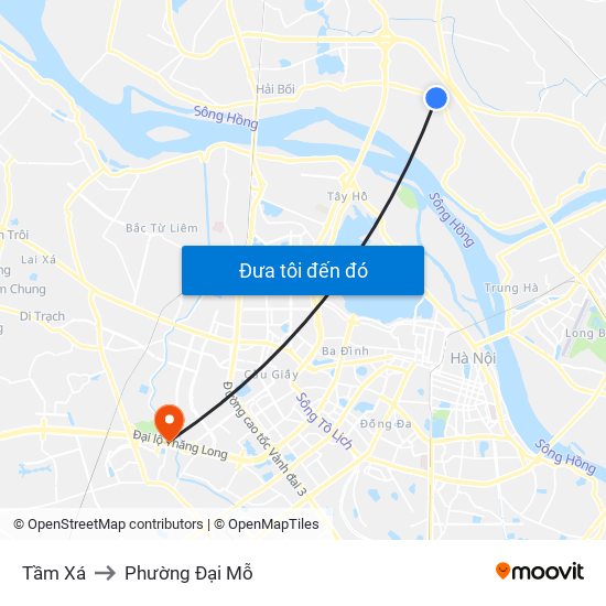 Tầm Xá to Phường Đại Mỗ map