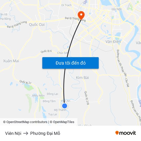 Viên Nội to Phường Đại Mỗ map
