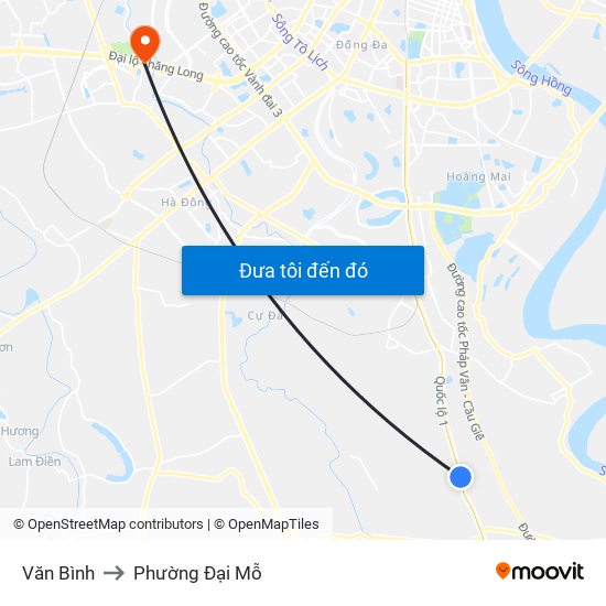 Văn Bình to Phường Đại Mỗ map